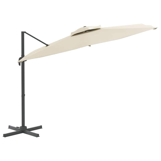 Vidaxl zweefparasol met dubbel dak 300x300 cm zandwit