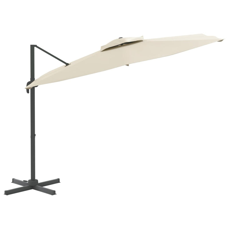 Load image into Gallery viewer, Vidaxl zweefparasol met dubbel dak 400x300 cm zandwit
