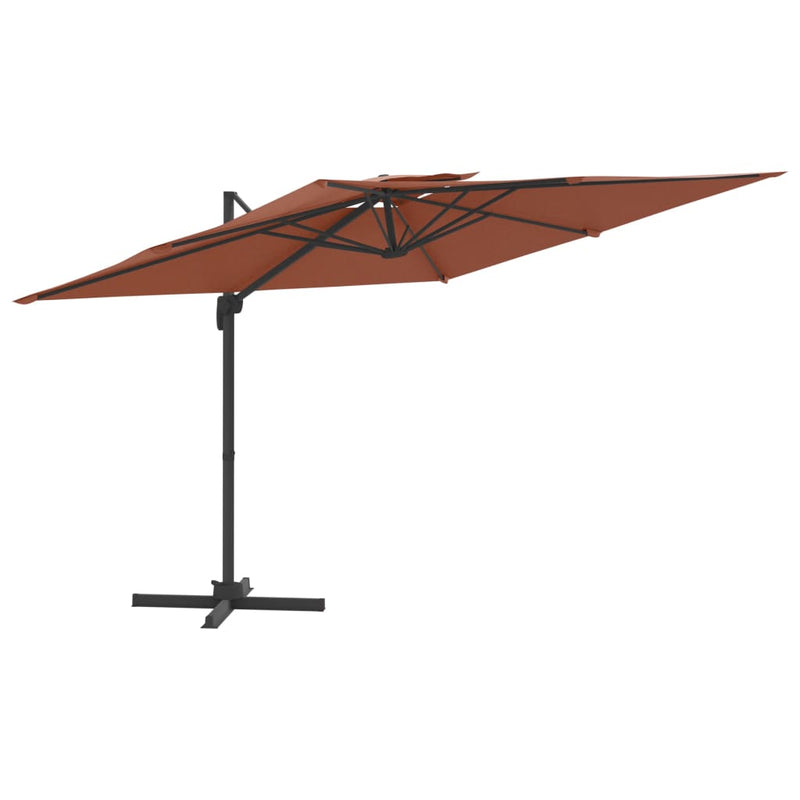 Load image into Gallery viewer, Vidaxl zweefparasol met dubbele bovenkant 300x300 cm terracotta
