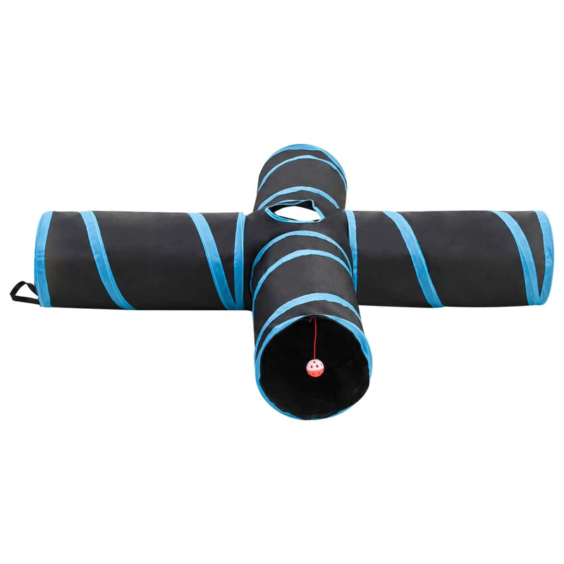 Afbeelding laden in galerijviewer, Vidaxl kattentunnel 4-voudig 132 cm polyester zwart en blauw
