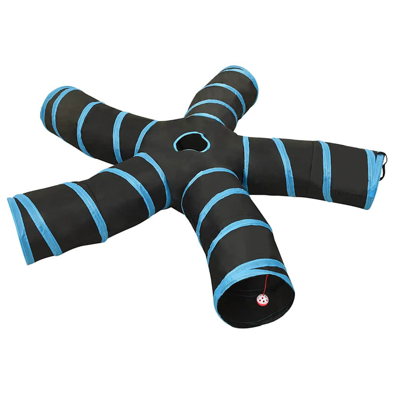 ギャラリービューアに画像をロードする, Vidaxl kattentunnel 5-voudig 25 cm polyester zwart en blauw
