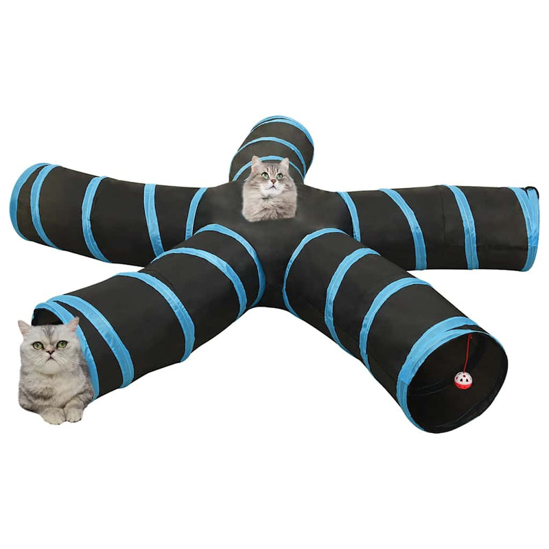 ギャラリービューアに画像をロードする, Vidaxl kattentunnel 5-voudig 25 cm polyester zwart en blauw
