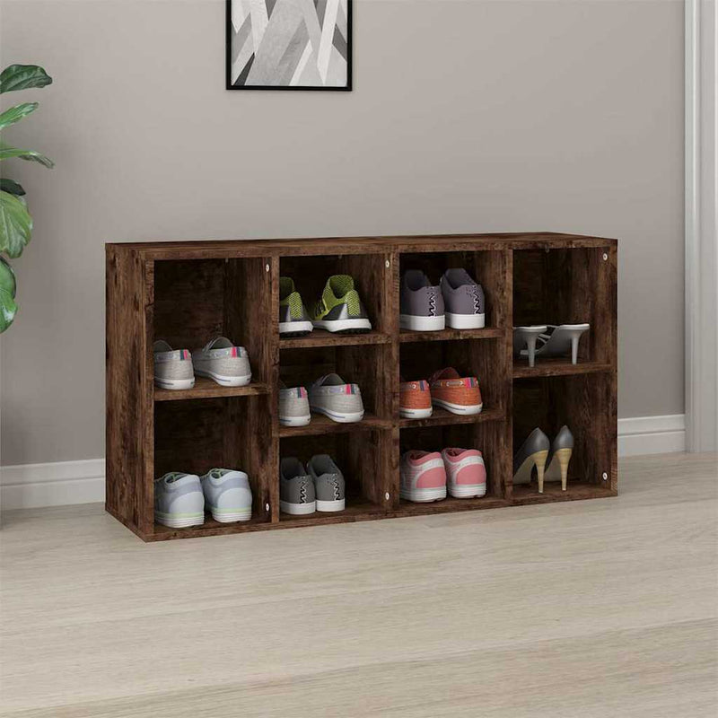 ギャラリービューアに画像をロードする, Vidaxl schoenenbank 103x30x55 cm bewerkt hout gerookt eikenkleurig
