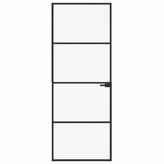 VidaXL Binnendeur 76x201,5 cm gehard glas en aluminium smal zwart