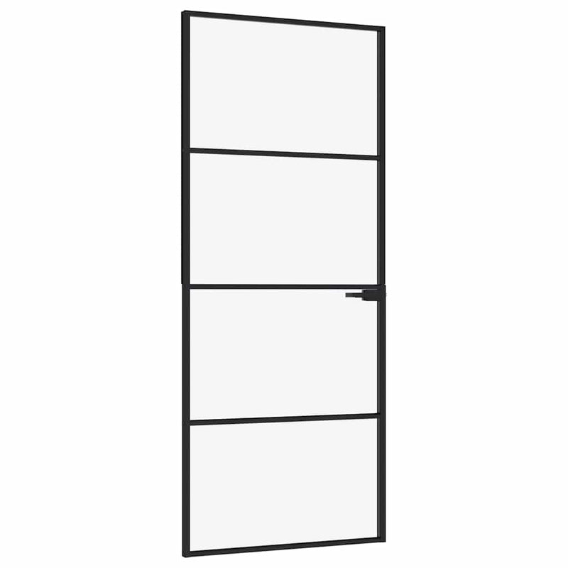 Load image into Gallery viewer, Vidaxl binnendeur 83x201,5 cm gehard glas en aluminium smal zwart
