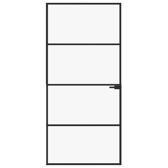Vidaxl binnendeur 93x201,5 cm gehard glas en aluminium smal zwart