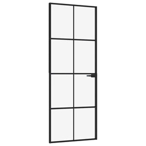 Vidaxl binnendeur 76x201,5 cm gehard glas en aluminium smal zwart