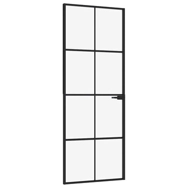 Vidaxl binnendeur 76x201,5 cm gehard glas en aluminium smal zwart