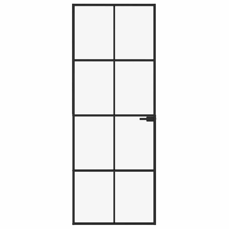 Load image into Gallery viewer, Vidaxl binnendeur 76x201,5 cm gehard glas en aluminium smal zwart
