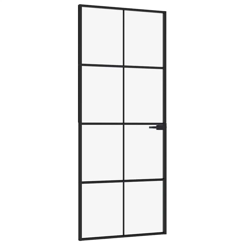Load image into Gallery viewer, Vidaxl binnendeur 83x201,5 cm gehard glas en aluminium smal zwart
