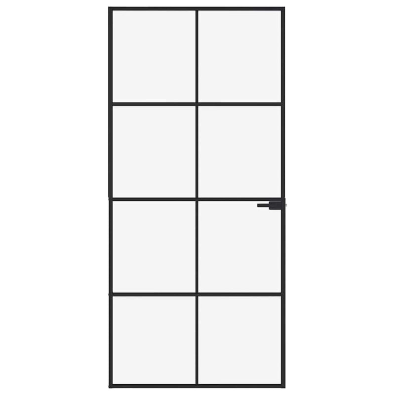 Load image into Gallery viewer, Vidaxl binnendeur 93x201,5 cm gehard glas en aluminium smal zwart

