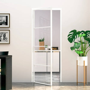 Vidaxl binnendeur 76x201,5 cm gehard glas en aluminium smal wit