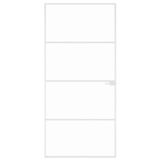 VidaXL Binnendeur 93x201,5 cm gehard glas en aluminium smal wit