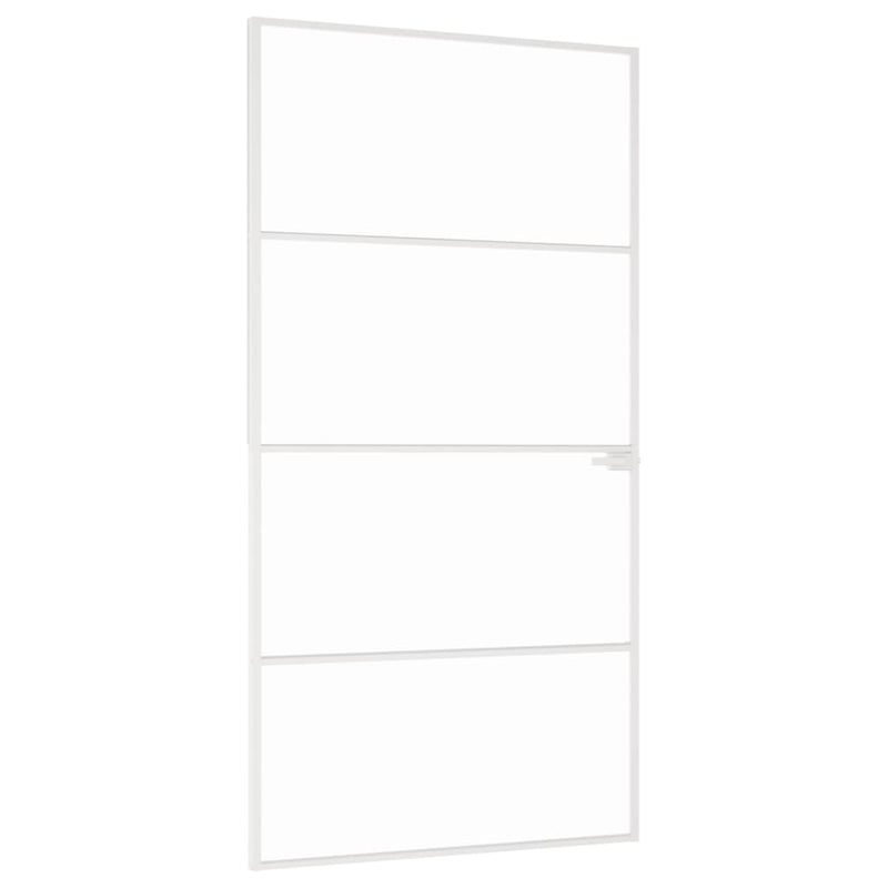 Load image into Gallery viewer, VidaXL Binnendeur 102x201,5 cm gehard glas en aluminium smal wit
