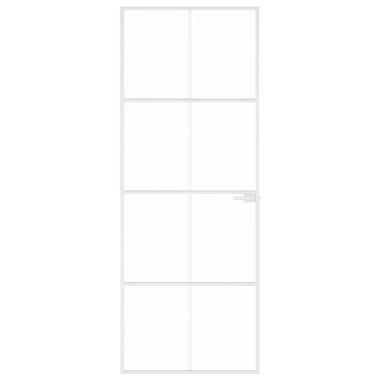 Vidaxl binnendeur 76x201,5 cm gehard glas en aluminium smal wit
