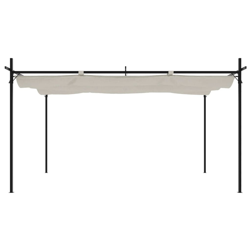 Afbeelding laden in galerijviewer, Vidaxl pergola met uitschuifbaar dak 395x292x230 crèmekleurig
