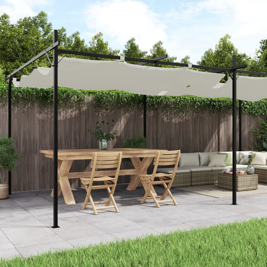 VidaXL Pergola met uitschuifbaar dak 589x292x230 crèmekleurig