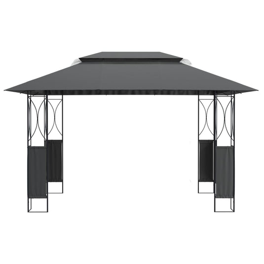 Vidaxl prieel met dak 400x300x270 cm staal antracietkleurig