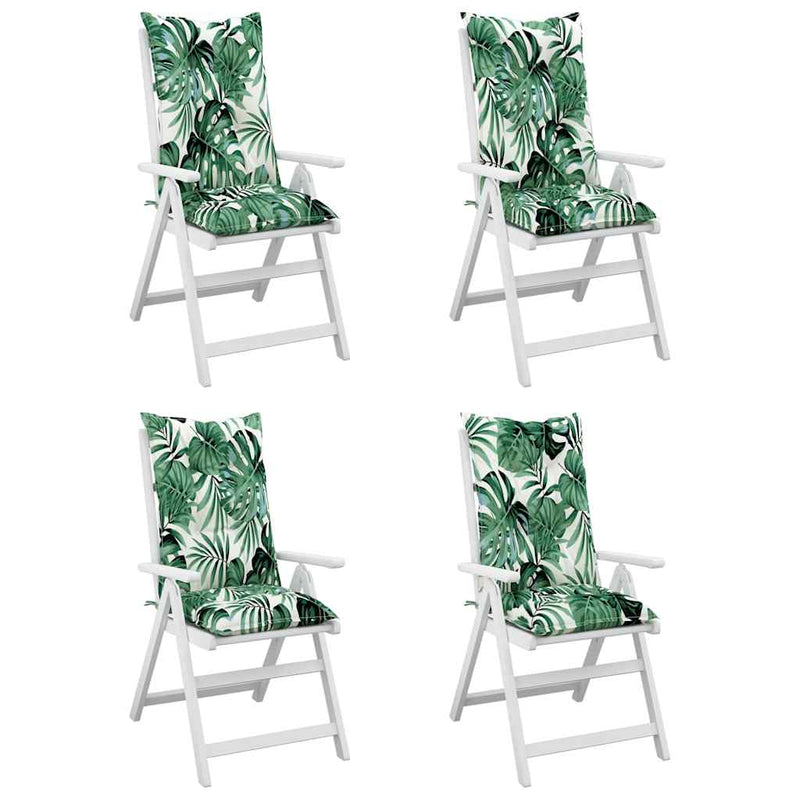 Load image into Gallery viewer, Vidaxl stoelkussens 4 st hoge rug 120x50x7 cm stof bladpatroon
