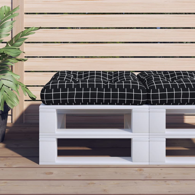 Afbeelding laden in galerijviewer, Vidaxl palletkussen ruitpatroon 50x50x12 cm stof zwart

