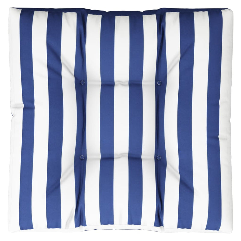 Load image into Gallery viewer, Vidaxl palletkussen gestreept 70x70x12 cm stof blauw en wit
