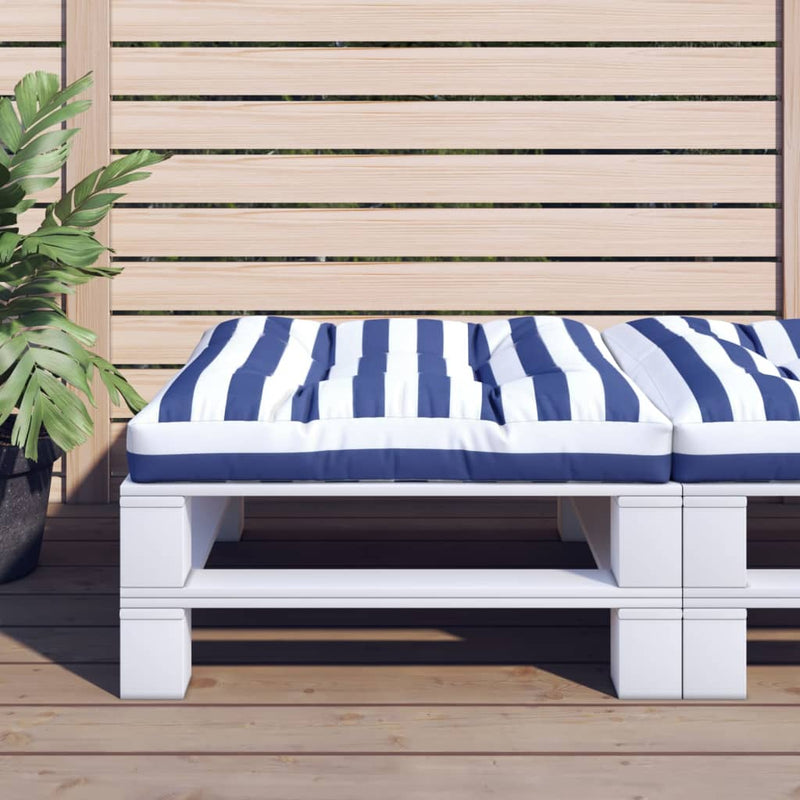Load image into Gallery viewer, Vidaxl palletkussen gestreept 70x70x12 cm stof blauw en wit
