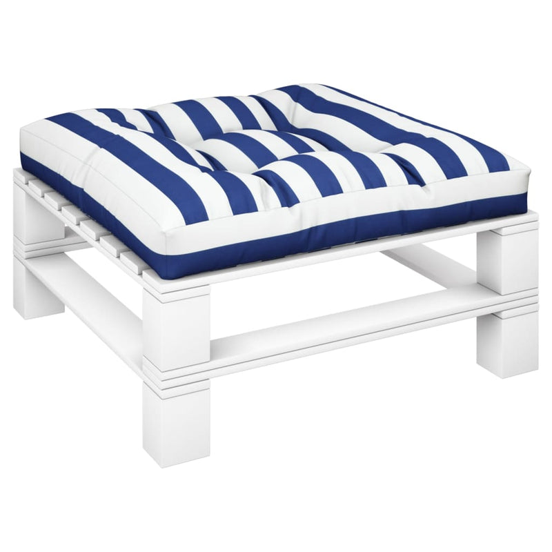 Load image into Gallery viewer, VidaXL Palletkussen gestreept 80x80x12 cm stof blauw en wit
