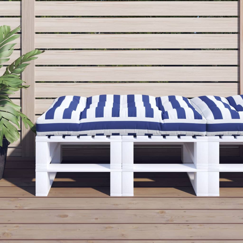 Load image into Gallery viewer, Vidaxl palletkussen gestreept 120x80x12 cm stof blauw en wit
