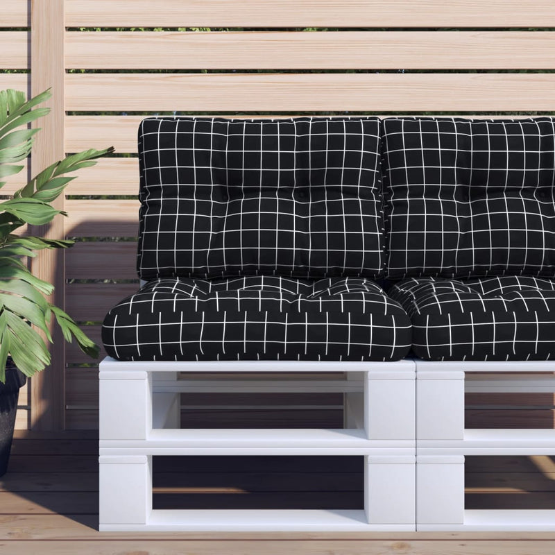 Afbeelding laden in galerijviewer, Vidaxl palletkussen ruitpatroon 60x40x12 cm stof zwart

