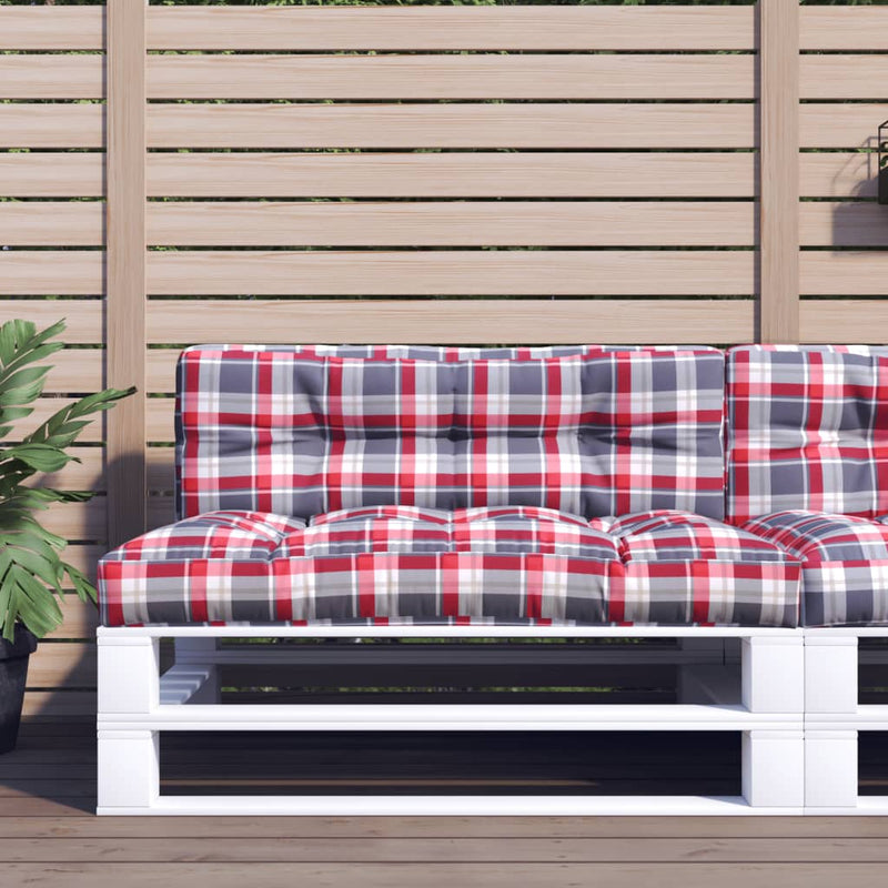 Load image into Gallery viewer, Vidaxl palletkussen 120x40x12 cm stof ruitpatroon rood

