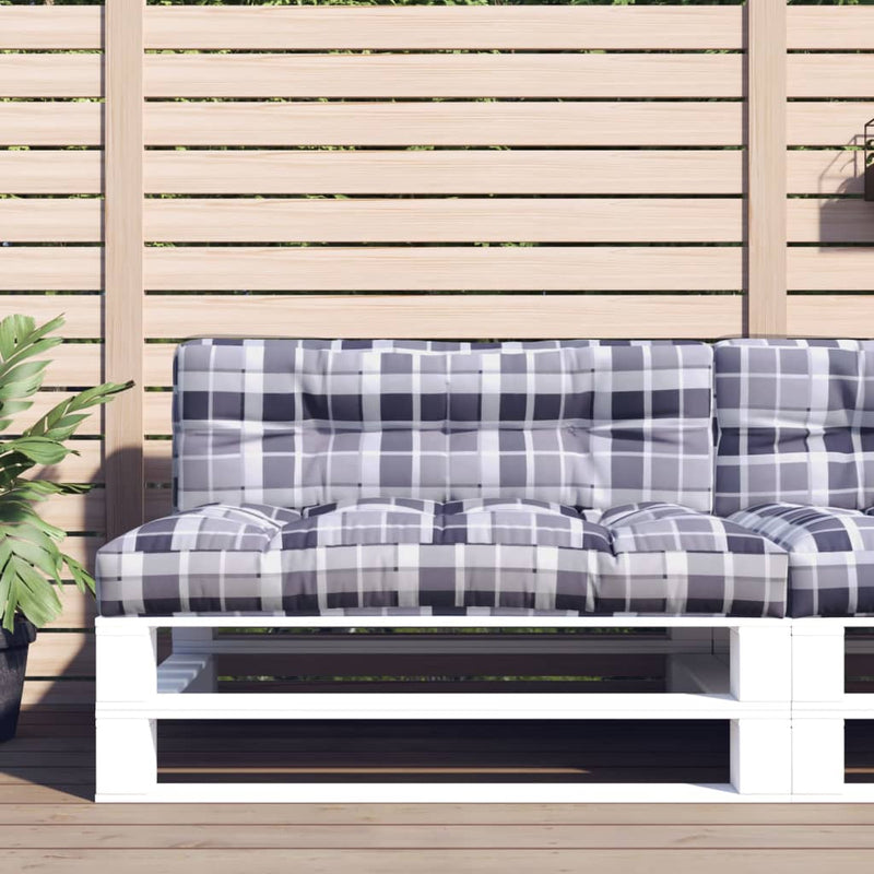 Afbeelding laden in galerijviewer, Vidaxl palletkussen 120x40x12 cm stof ruitpatroon grijs
