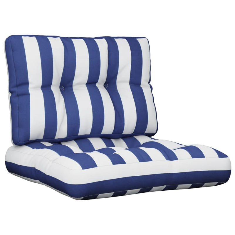 Afbeelding laden in galerijviewer, Vidaxl palletkussens 2 st stof gestreept wit en blauw

