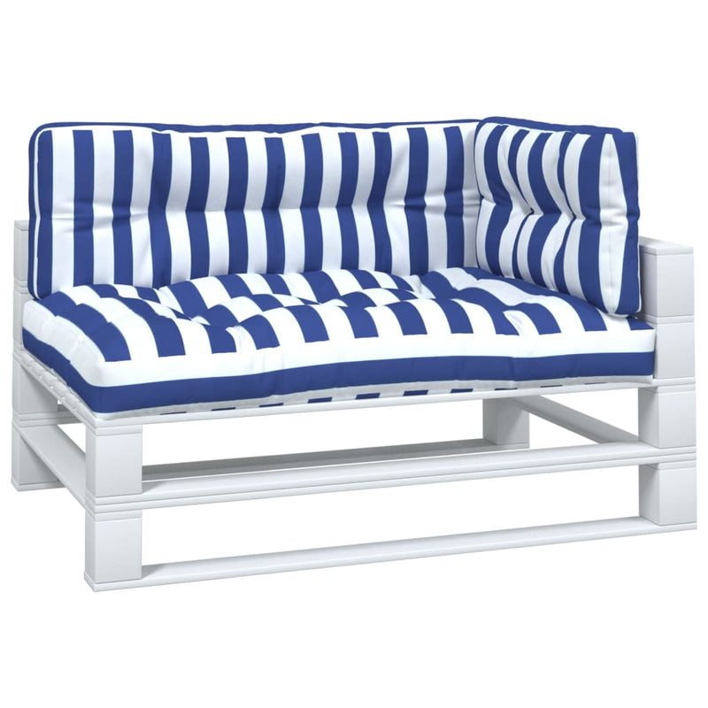 Load image into Gallery viewer, Vidaxl palletkussens 3 st gestreept stof  wit en blauw
