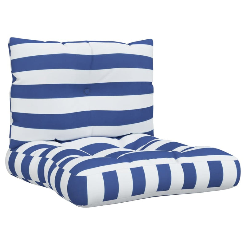Load image into Gallery viewer, Vidaxl palletkussens 2 st gestreept oxford stof wit en blauw
