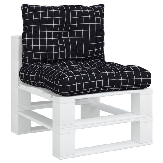 VidaXL Palletkussens 2 st ruitpatroon oxford stof zwart