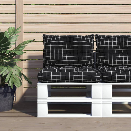 VidaXL Palletkussens 2 st ruitpatroon oxford stof zwart