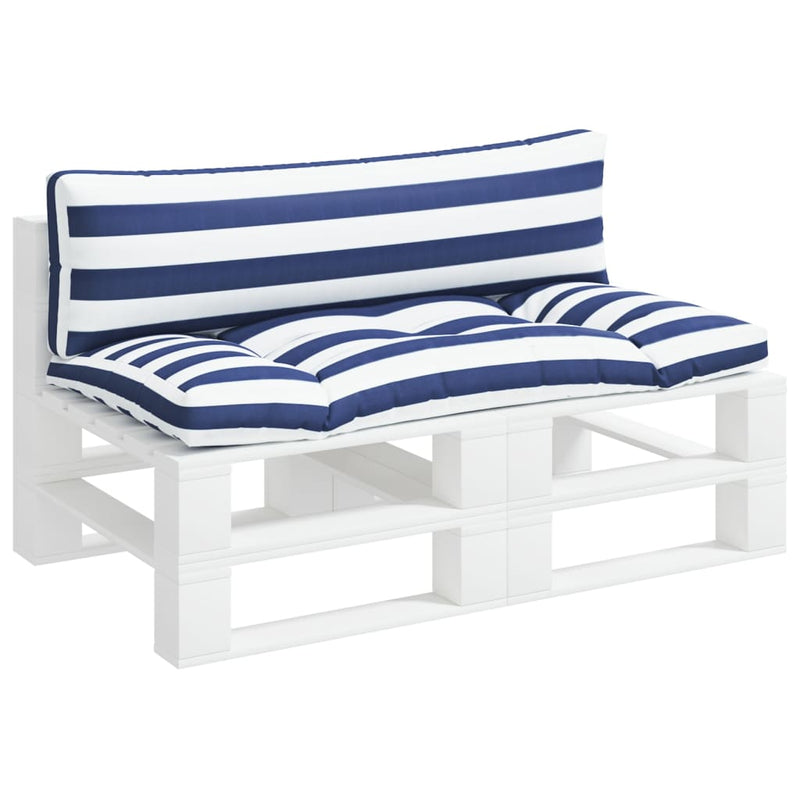 Load image into Gallery viewer, Vidaxl palletkussens 2 st gestreept oxford stof wit en blauw
