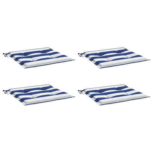 Vidaxl tuinstoelkussens 4 st gestreept 40x40x4 cm stof wit en blauw