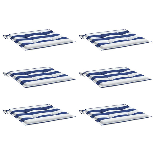 Vidaxl tuinstoelkussens 6 st gestreept 40x40x4 cm stof wit en blauw
