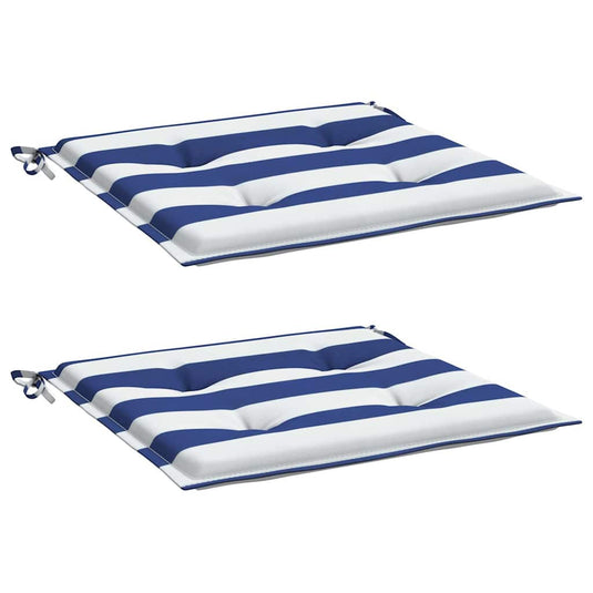 Vidaxl tuinstoelkussens 2 st gestreept 50x50x4 cm stof wit en blauw