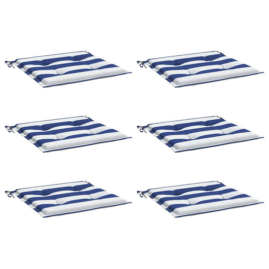 Vidaxl tuinstoelkussens 6 st gestreept 50x50x4 cm stof wit en blauw