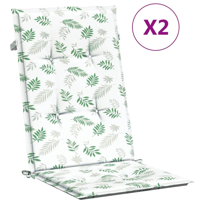 Afbeelding laden in galerijviewer, Vidaxl stoelkussens 2 st hoge rug bladpatroon stof

