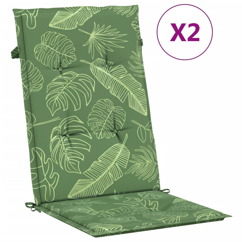 Afbeelding laden in galerijviewer, Vidaxl stoelkussens 2 st hoge rug bladpatroon stof
