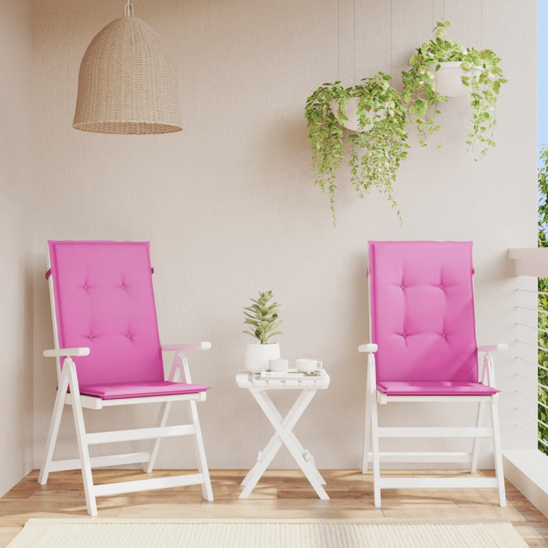 Afbeelding laden in galerijviewer, Vidaxl tuinstoelkussens hoge rugleuning 2 st 120x50x3 cm stof roze
