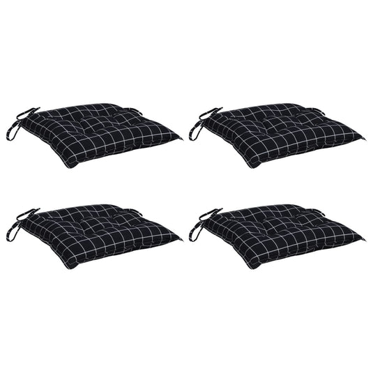 Vidaxl stoelkussens 4 st 50x50x7 cm stof ruitpatroon zwart