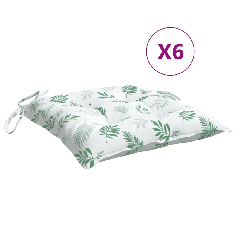 Load image into Gallery viewer, Vidaxl stoelkussens 6 st 50x50x7 cm stof bladpatroon
