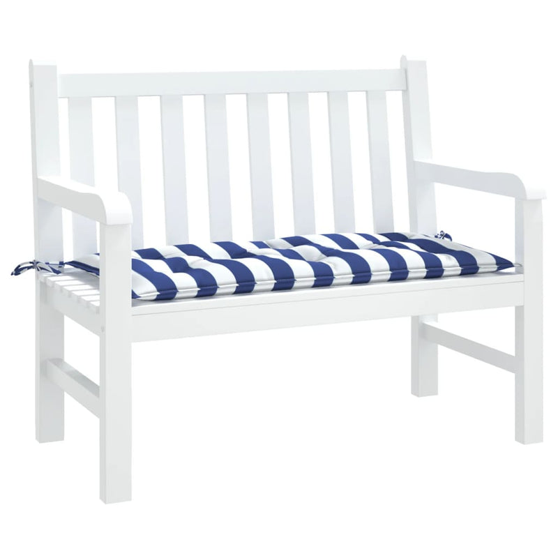 Load image into Gallery viewer, Vidaxl tuinbankkussen 100x50x7 cm stof gestreept wit en blauw
