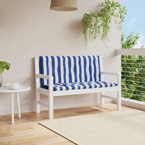 Vidaxl tuinbankkussens 2 st gestreept 120x50x7 cm stof wit en blauw