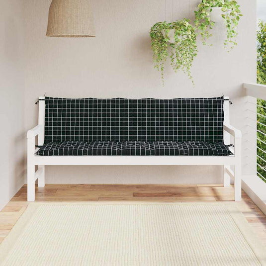 Vidaxl tuinbankkussens 2 st oxford stof ruitpatroon zwart