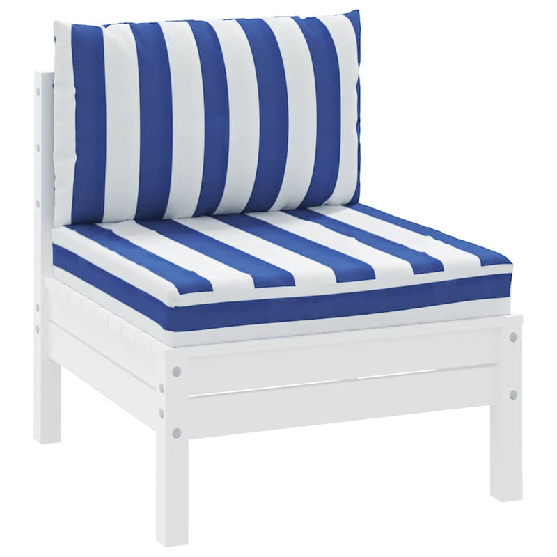 Afbeelding laden in galerijviewer, Vidaxl palletkussens 2 st gestreept oxford stof wit en blauw
